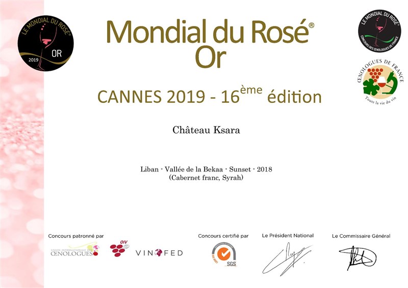 Chateau Ksara Wins Gold in Cannes Again!